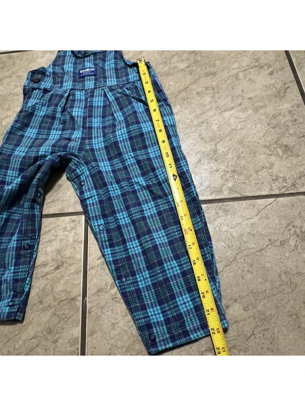 Vintage OshKosh Pleated Plaid Bib Overalls Vestback Toddler Preppy One Piece